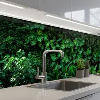 KitchenYeah Keuken achterwand 300x80 cm - Spatscherm zelfklevend Natuur - Bos - Groen - Monstera - Muurbeschermer - Spatwand fornuis
