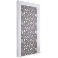 Wallfluent Deursticker - Bladpatroon Deur Sticker - 85 x 205 cm - Grijs Deurfolie - Moderne Deur Sticker - Natuur Deur plakfolie - Deursticker voor de Woonkamer - Deurposter