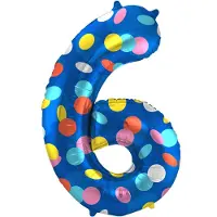 Folat - Folieballon Cijfer 6 Colorful Dots - 86 cm