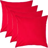 Homescapes Kussensloop 60x60 cm Set van 4 – Rood – 100% Egyptisch Perkal Katoen – 200 TC