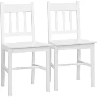 Merax Eetkamerstoelen 2 stuks - Massief Houten Keukenstoelen - Witte Stoelen met Hoge Rugleuning - Houten Stoelen voor Eettafel 41 x 46,5 x 85,5 cm
