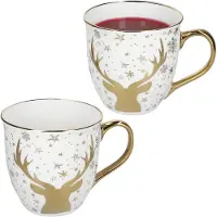 MamboCat 2-delig set jumbokopjes met gouden rand HIRSCH van porselein – 23105124