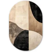 MuchoWow Muurovaal 60x90 cm - Ovale wanddecoratie Abstract - Vlakken - Zwart - Rond - Ovalen schilderij - Muurdecoratie woonkamer - Kamer decoratie - Schilderijen - Wandcirkel