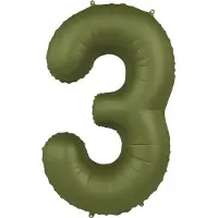 Folat - Folieballon Cijfer 3 Olive Green - 86 cm