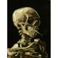Vincent van Gogh - Skull Smoking Cigarette, Kop van een Skelet met Brandende Sigaret Canvas Print