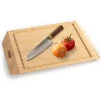 Namture Hakblok Bamboe Sharp – Hakblok Hout 45x30 cm – Extra Dik 4 cm – Luxe Snijplank – Serveerplank – Tapasplank – Borrelplank – Snijplank Hout – Premium Bamboe – Luxe Geschenkdoos