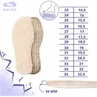 Sulpo Kinder wollen schoen inlegzolen met aluminiumfolie - Maat 31