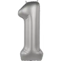 Folat - Folieballon Cijfer 1 Moonlight Silver - 86 cm