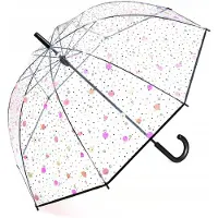 Happy Rain Transparante Lange Paraplu met Hartjes