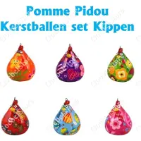 Pomme pidou Kerstballen set Kippen (6 stuks)