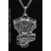 MOOYE ® - Collectie Zilveren Harley Panhead motorblok ketting hanger