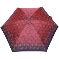 Parasol Compact Mini Paraplu Damen Rood Bladmotief - Lichtgewicht & Opvouwbaar