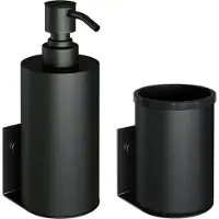 Brauer Black Edition zeepdispenser en beker zwart mat