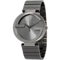 Gucci YA133210 In elkaar grijpende grijze wijzerplaat herenhorloge