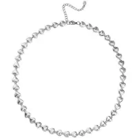 Yehwang Zilverkleurige hartjes ketting dames - Met hartjes schakel - Stainless steel - Waterproof - Valentijnsdag cadeau