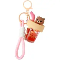 Itotal Sleutelhanger Bubble Tea Beer Keychain BEAR Plastic and Metal 4.0x4.0x7.0cm