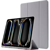 Mobigear Tablethoes geschikt voor Apple iPad Pro 11 Inch (2025) Hoes TPU,Kunstleer | Tri-Fold Gel Bookcase + Stylus Houder - Grijs