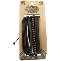 Ancient Wisdom Heren Armband Set – Dark & Handsome - Imitatieleer - Zwart - Bruin