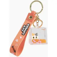 Itotal Sleutelhanger Kubus ORANJE KAT Cube Liquid Keychain ORANGE CAT 3.3x2.9x5cm