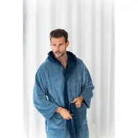 Casilin Teddy Duo Badjas met Capuchon - Fleece bamboe katoen - Maat L - Blauw