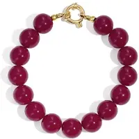 Yehwang Kralen dames armband Fuchsia 12 mm - Kralenarmband - Stainless steel - 20 cm - Sieraden