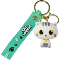 Itotal Sleutelhanger Lanyard Witte Kat Keychain WHITE CAT Plastic and Metal 4x4.5cm