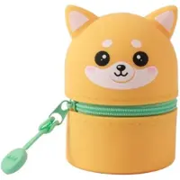 Itotal Mini silicone pencil case SHIBAHond Zachte siliconen etui voor school, uitbreidbaar met contourvorm 6.0x6.0x8.5cm 53gr