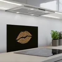 KitchenYeah Spatscherm 60x40 cm - Zelfklevende achterwand lip - Zwart - Panterprint - Keuken muurbeschermer - Spatwand fornuis