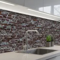 KitchenYeah Keuken achterwand 200x60 cm - Spatscherm zelfklevend Rode - Bakstenen - Muur - Muurbeschermer - Spatwand fornuis