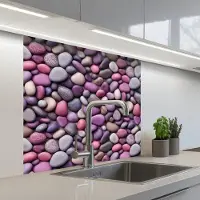 KitchenYeah Keuken achterwand 80x80 cm - Spatscherm zelfklevend Kiezels - Paars - Roze - Muurbeschermer - Spatwand fornuis