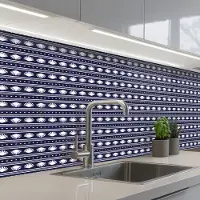 KitchenYeah Keuken achterwand 250x80 cm - Spatscherm zelfklevend Schelp - Nautisch - Blauw - Wit - Muurbeschermer - Spatwand fornuis