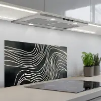 KitchenYeah Spatscherm 80x40 cm - Zelfklevende achterwand Lijnen - Patroon - Abstract - Wit - Keuken muurbeschermer - Spatwand fornuis