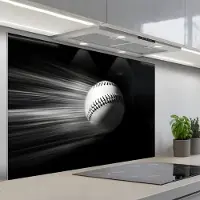 KitchenYeah Spatscherm 120x80 cm - Zelfklevende achterwand Honkbal - Wit - Vliegt - Keuken muurbeschermer - Spatwand fornuis