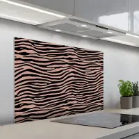KitchenYeah Spatscherm 100x65 cm - Zelfklevende achterwand Strepen - Roze - Bruin - Keuken muurbeschermer - Spatwand fornuis