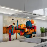 KitchenYeah Spatscherm 120x60 cm - Zelfklevende achterwand Kunst - Kleurrijk - Modern - Vormen - Keuken muurbeschermer - Spatwand fornuis