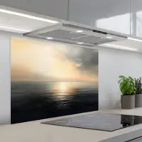 KitchenYeah Spatscherm 90x70 cm - Zelfklevende achterwand Zon - Horizon - Zee - Keuken muurbeschermer - Spatwand fornuis
