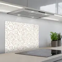 KitchenYeah Spatscherm 70x55 cm - Zelfklevende achterwand Beige - Patroon - Spiraal - Keuken muurbeschermer - Spatwand fornuis
