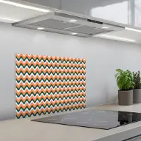 KitchenYeah Spatscherm 60x45 cm - Zelfklevende achterwand Retro - Disco - Golven - Kleur - Keuken muurbeschermer - Spatwand fornuis