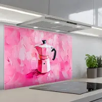 KitchenYeah Spatscherm 80x55 cm - Zelfklevende achterwand Roze - Verf - Coffee - Keuken muurbeschermer - Spatwand fornuis