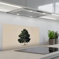 KitchenYeah Spatscherm 80x40 cm - Zelfklevende achterwand Eikenboom - Schaduw - Egaal - Keuken muurbeschermer - Spatwand fornuis