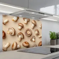 KitchenYeah Spatscherm 90x60 cm - Zelfklevende achterwand Kastanje Champignons - Beige - Keuken muurbeschermer - Spatwand fornuis