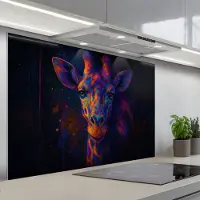 KitchenYeah Spatscherm 120x80 cm - Zelfklevende achterwand Giraffe - Gekleurd - Verfspatten - Keuken muurbeschermer - Spatwand fornuis