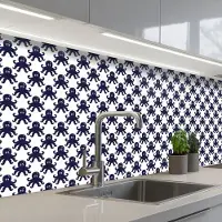 KitchenYeah Keuken achterwand 200x60 cm - Spatscherm zelfklevend Oceaan - Octo - Blauw - Wit - Muurbeschermer - Spatwand fornuis