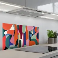 KitchenYeah Spatscherm 80x40 cm - Zelfklevende achterwand Vormen - Ritmisch - Kleuren - Abstract - Keuken muurbeschermer - Spatwand fornuis