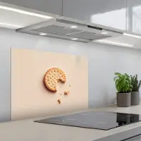 KitchenYeah Spatscherm 70x50 cm - Zelfklevende achterwand Koekje - Kruimels - beige - Keuken muurbeschermer - Spatwand fornuis