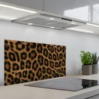 KitchenYeah Spatscherm 80x40 cm - Zelfklevende achterwand Pantervacht - Realistisch - Bruin - Keuken muurbeschermer - Spatwand fornuis