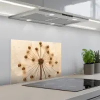 KitchenYeah Spatscherm 60x40 cm - Zelfklevende achterwand Bloemen - Bruin - Planten - Botanisch - Keuken muurbeschermer - Spatwand fornuis