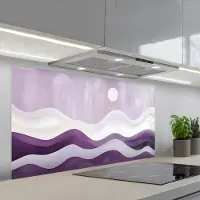 KitchenYeah Spatscherm 120x60 cm - Zelfklevende achterwand Golven - Heuvels - Abstract - Paars - Keuken muurbeschermer - Spatwand fornuis