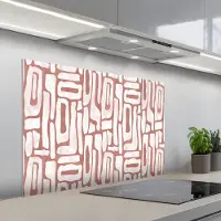 KitchenYeah Spatscherm 100x65 cm - Zelfklevende achterwand Roze - Wit - Organisch - Keuken muurbeschermer - Spatwand fornuis