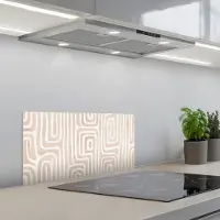 KitchenYeah Spatscherm 70x30 cm - Zelfklevende achterwand Decoratief - Labyrint - Beige - Keuken muurbeschermer - Spatwand fornuis